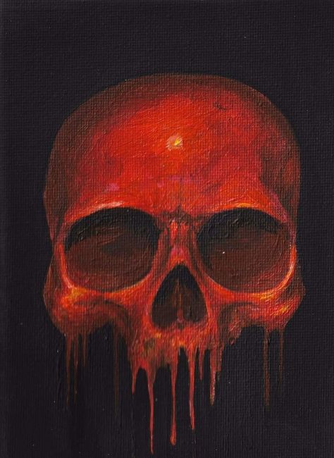 Small Canvas Paintings, Skull Painting, Red Skull, Scary Art, Wow Art, Diy Canvas Art Painting, Blood Red, Small Canvas, Art Inspiration Painting