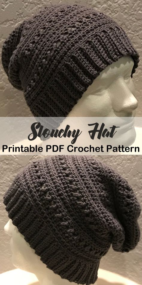 Free Crochet Pattern Slouchy Hat, Crochet Man Hat Free Pattern Men's Beanie, Crochet Slouch Beanie Pattern Free, Crochet Slouchy Hat Free Pattern Mens Slouch Beanie, Crochet Hats For Men Free Pattern, Crochet Patterns Hats Free, Mens Crochet Hats Free Pattern, Crochet Hats For Men, Slouchy Beanie Crochet Pattern Free