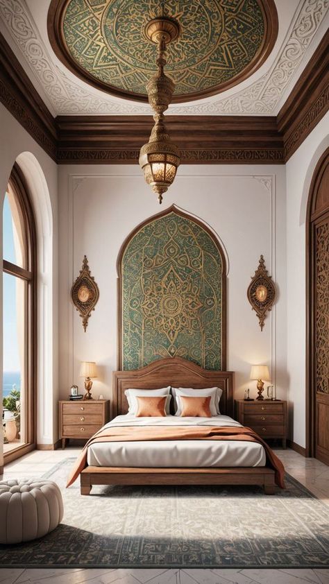 #interior Mughal Interior Design, Moorish Interior Design, Mughal Interior, Middle Eastern Interior, Arabian Interior Design, Middle Eastern Interior Design, Moroccan Bedroom Decor, Arabian Bedroom, Middle Eastern Home