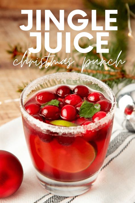 Boozy Christmas Punch, Christmas Jungle Juice, Jingle Juice Recipe, Jingle Juice, Holiday Punch Recipe, Alcoholic Punch Recipes, Yummy Summer Drinks, Christmas Punch Recipes, Hot Cocktails