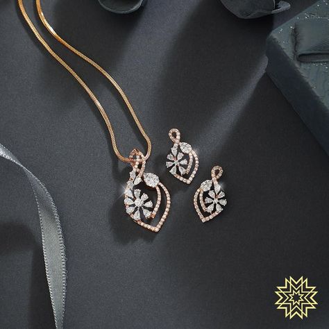 Irresistable Gold & Dimond Pendant Sets For Minimal Jewellery Lovers! Diamond Pendant And Earring Set, Jewellery Charms, Manubhai Jewellers, Diamond Pendant Set, Diamond Pendant Jewelry, Minimal Jewellery, Diamond Pendent, Diamond Pendants Designs, Pendant Sets