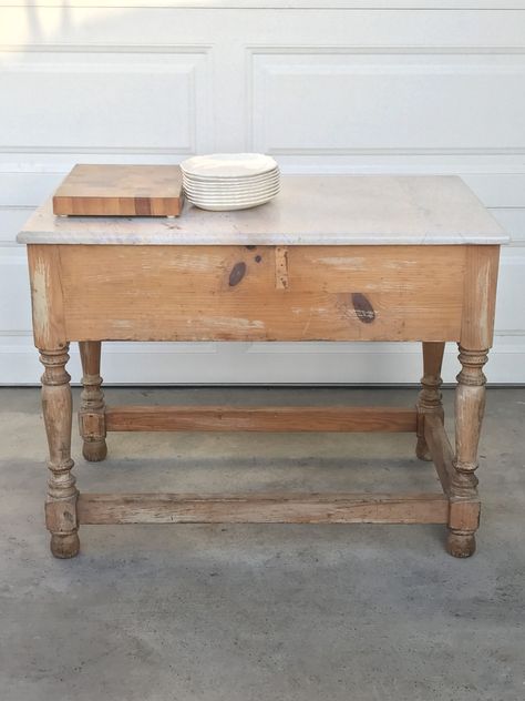 Marble Prep Table, Marble Top Kitchen Work Table, Antique Bakers Table, French Country Entry Table, Bakers Table Kitchen Island, Movable Island, Baker's Table, Marble Top Kitchen Island, Antique Kitchen Island