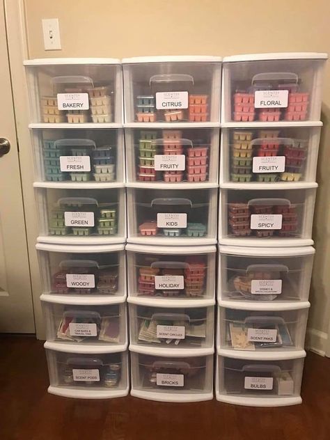 Candle Making Storage Ideas, Sprinkle Organization Ideas, Label Organization Ideas, Candle Storage Ideas Organizing, Candle Business Storage, Scentsy Storage Ideas, Wax Melt Storage Ideas, Candle Storage Ideas, Scentsy Organization