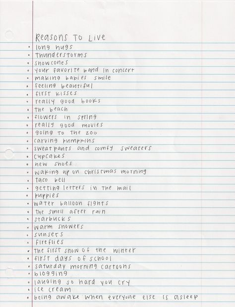 reasons to live. Sweet Reminders, Reason To Live, Stay Alive, Aesthetic Stuff, Journaling Ideas, Reasons To Live, My Chemical, Bullet Journal Inspiration, Really Good Movies