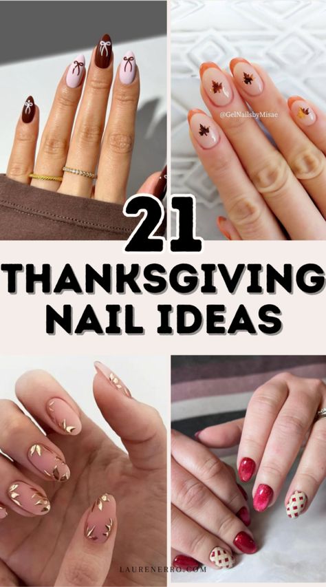 21 Thanksgiving Nail Ideas | Lauren Erro Thanksgiving Gel X Nails, Yellow Thanksgiving Nails, Thanksgiving Into Christmas Nails, Easy Turkey Nail Design, Acyrilics Nails Thanksgiving, Thanksgiving Nail Art Short Nails, Almond Nails Designs Thanksgiving, Nail Design Thanksgiving, November Nails Ideas Acrylic