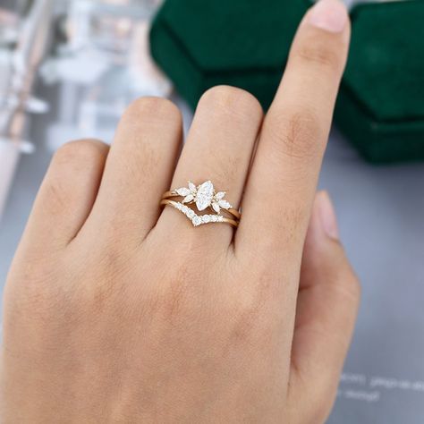 Small Marquise Engagement Ring Simple, Marquise Diamond Ring Yellow Gold, Yellow Gold Bridal Set, Gold Wedding Rings For Women Bridal Sets, Marquise Diamond Ring With Band Bridal Sets, Marquis Wedding Set, Marquis Wedding Ring Set, Marquis Engagement Rings Gold, Stacked Marquise Wedding Rings