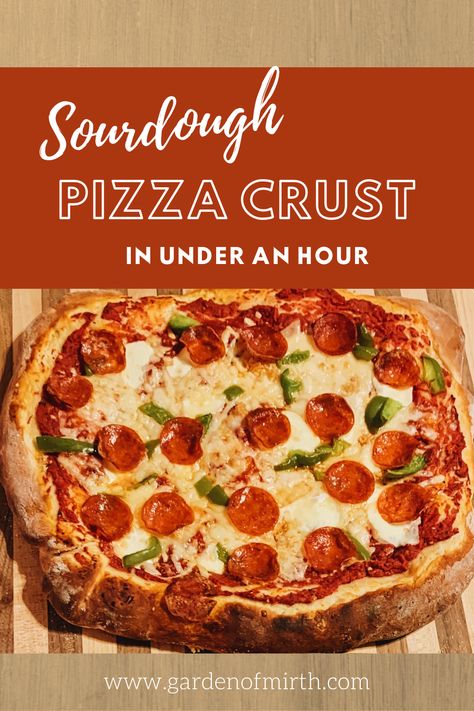 Sourdough pizza crust has never been easier! This sourdough pizza crust comes together in less than 1 hour! This pizza crust has all the flavor of a long fermented sourdough crust without the long wait time. Fast Sourdough Pizza Dough, Easy Discard Pizza Dough, Sourdough Pizza Crust Farmhouse On Boone, Active Sourdough Pizza Dough, Sourdough Discard Pizza Dough No Yeast, Quick Sourdough Pizza Dough From Discard, Sourdough Pizza Discard, Sourdough Pizza Dough Quick, Fast Sourdough Pizza Crust