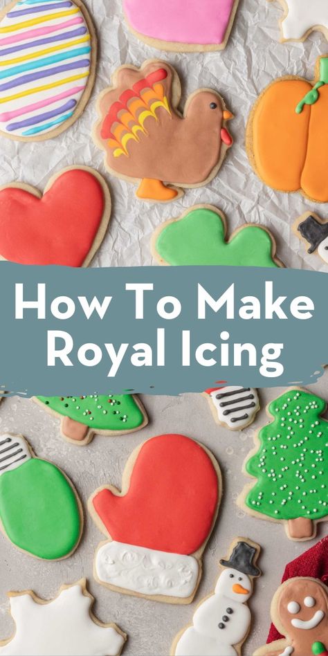 This is the only royal icing recipe you will ever need! It's made with just a few simple ingredients, comes together quickly, and always turns out perfect. Cooking Icing Cookie Decorating, Matte Royal Icing, Royal Icing Recipe With Cream Of Tartar, Homemade Royal Icing For Cookies, Icing For Piping Cookies, Royal Icing Christmas Cookies Recipe, Royal Icing Recipe Without Corn Syrup, Royal Cookie Icing, Almond Royal Icing Recipe