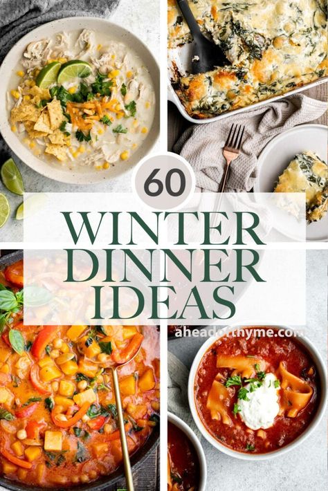 60+ Winter Dinner Ideas - Ahead of Thyme Quick Winter Dinner Recipes, Winter Dinner Ideas, Baked Ziti With Sausage, Meat Lasagna, Vegetarian Lasagna, Winter Comfort Food, Winter Dinner Recipes, Dinner Party Menu, Winter Salad