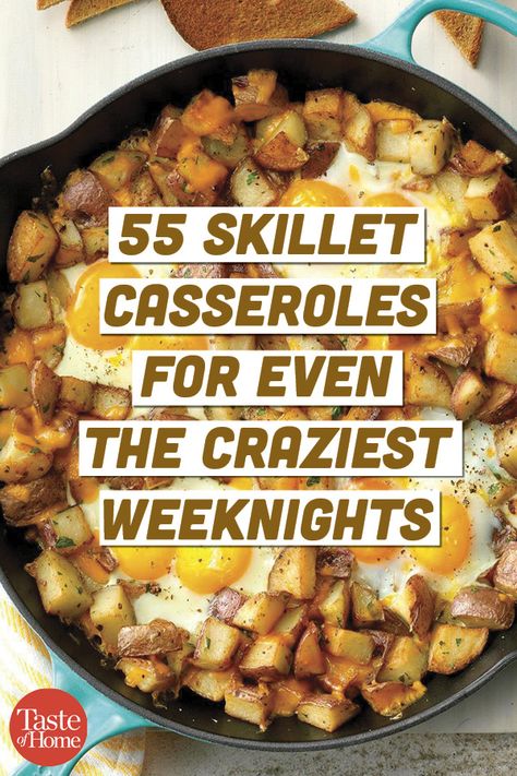 55 Skillet Casseroles for Even the Craziest Weeknights Cast Iron Recipes Dinner, Cast Iron Skillet Recipes Dinner, Electric Skillet Recipes, Cast Iron Skillet Cooking, Recipe Organizer, Skillet Dinner Recipes, Easy Skillet Meals, Iron Skillet Recipes, Skillet Dishes