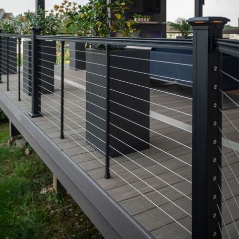 Patios Ideas Backyard, Patios Ideas, Stair Brackets, Cable Railing Deck, Stair Kits, Deck Remodel, Patio Railing, Deck Railing Design, Cable Railing Systems