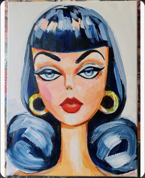 Barbie Painting, Acrylic Painting Ideas, Canvas Painting Designs, Painting Art Projects, Diy Canvas Art, Funky Art, الرسومات اللطيفة, Acrylic Painting Canvas, Art Sketchbook