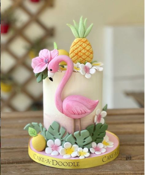 Flamingo Tropical Cake, Flamingo Cakepops, Tropical Cakes, Tropical Birthday Cake, Hawaii Cake, Flamingo Birthday Cake, Cakes For Kids, Swan Cake, Tropical Cake