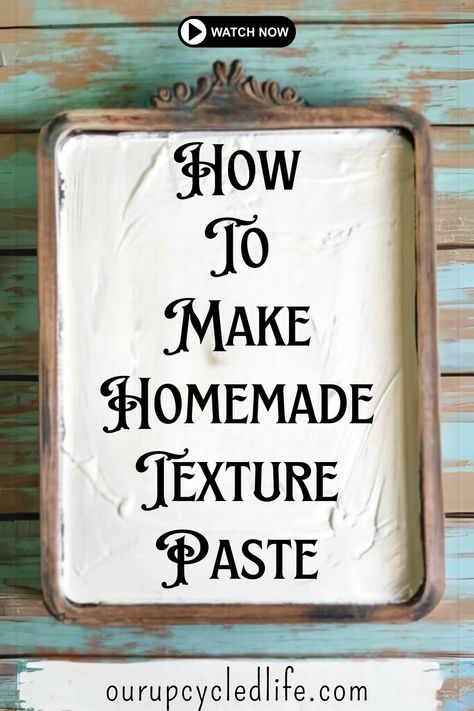 Skip expensive texture pastes and create amazing effects with our simple DIY recipe! Perfect for upcycling projects, adding character to furniture, and more. ➡️ Save money and unleash your creativity! Paste For Textured Art, How To Make Chalk Paste, Homemade Texture Paste Recipes, Diy Chalk Paste Recipe, Diy Texture Paint Recipe, Homemade Texture Paste, Diy Texture Paste Recipe, How To Make Sculpture Paste, Diy Spackle Canvas Art