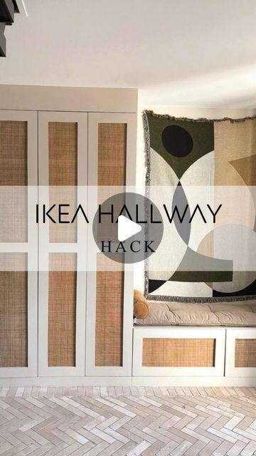 DIY Hacks HQ - home of IKEA hacks and more! on Instagram: "PLATSA HALLWAY • Another hallway today but a very different style! This was created by @studio.philomena using the IKEA Platsa system. The doors have been custom made out of mdf and finished with some weave cane webbing then painted in @farrowandball Shaded White. For this design, Valerie has used 2 Platsa cabinets in 180x60 and 4 units in 60x40. All in all, these provide ample storage for a growing family!! I really love the door design and the additional texture on the walls ties this all together beautifully!  🤍 Let me know what you think of this hack below below 👇 🤍  #interiorstyling #ikeahack #hallwaydecor #mudroom #bootroom #ikea #ikeahacks #diy #diyhacks #ikeaplatsa #farrowandball #farrowandballpaint" Hallway Wall Cabinet, Entryway Ideas For Families, Ikea Hallway Storage Hack, Family Hallway Storage, Built In Hallway Storage Ikea, Ikea Hallway Closet, Ikea Mudeoom, Ikea Wardrobe Hallway, Ikea Bedroom Storage Ideas