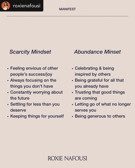 Manifestation Monday! Waking up to an abundant mindset with this lovely reminder from the Universe in my feed. 🙏🏼💫#888 Posted @withregram • @roxienafousi Having an abundant mindset is so key to attracting abundance!! For me, it’s my manifesting superpower. I always sink into an abundant mindset, by constantly practicing gratitude, celebrating others and being generous with what I have, knowing it’ll always come back to me. A scarcity mindset, on the other hand, keeps you attracting lack int... Manifestation Practice, What I Want Wants Me Back, Manifestation Motivation, Living In Abundance, Manifest My Dream Life, Scarcity Mindset, Abundance Mindset Quotes, Manifest Your Dream Life, Quotes About Abundance Mindset