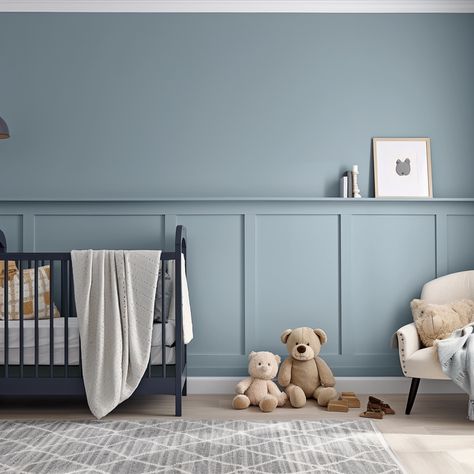 November Sky Benjamin Moore, Bm Stratton Blue, Yarmouth Blue Benjamin Moore Bedroom, Best Nursery Blue Paint, Cornflower Blue Benjamin Moore, Benjamin Moore Blue Bedroom Colors, Best Blue Nursery Paint Colors, Best Blue Paint For Nursery, Revere Pewter With Blue Accent Wall