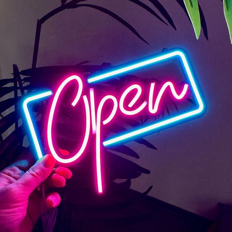 #NeonSigns #BrightIdeas #NeonSignNames #NeonInspiration #NeonRoom #RoomDecor Neon Door, Led Open Sign, Coffee Bar Design, Open Sign, Neon Wall Art, Neon Sign Shop, Neon Wall, Strip Led, Coffee Bar Signs