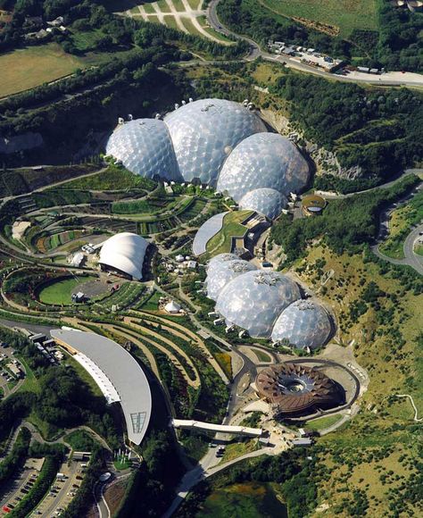 Eden Project, Cornwall, England The Eden Project, Eco Friendly Building, Eden Project, The Eden, Zaha Hadid Architects, Cornwall England, Geodesic Dome, Future City, Futuristic Architecture