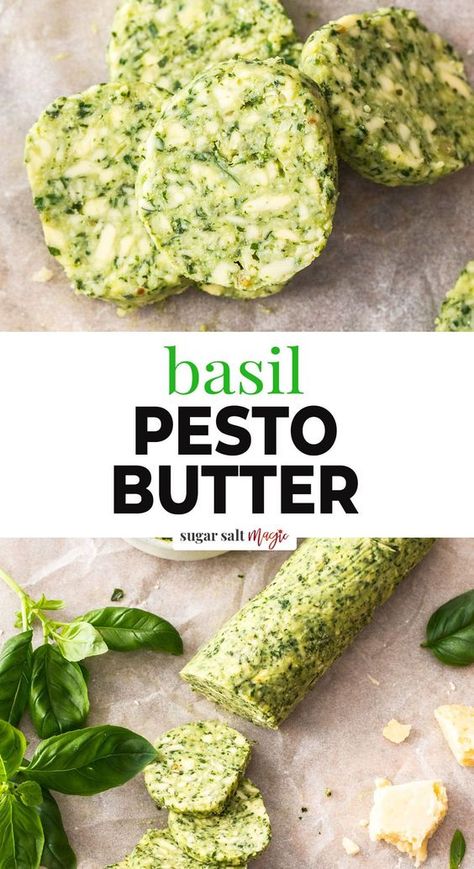 Basil Pesto Butter, Fresh Basil Pesto Recipe, Pesto Butter, Fresh Basil Recipes, Flavored Butter Recipes, Butter Recipes Homemade, Compound Butters, Sundried Tomato Pesto, Basil Pesto Recipes