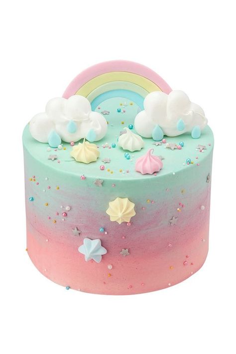 Clouds Cake, Gökkuşaği Pasta, Peggy Porschen Cakes, Savory Cakes, Cloud Cake, Fest Temaer, Cake Show, Rainbow Birthday Cake, Silver Cake