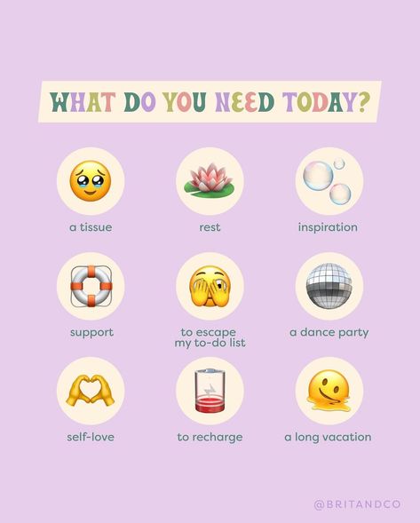 Brit + Co on Instagram: “Take what you need today (new emojis edition from the 15.4 iOS update) 😉 ⁠ ⁠ ⁠🥹 a tissue 🪷 rest 🫧 inspiration 🛟 support 🫣 to escape my to-…” How Are U Feeling Today, Mood For Today, How Do You Feel Today, How Are You Feeling Today, English Magazine, Teaching Printables, Emoji Challenge, English Lesson Plans, New Emojis