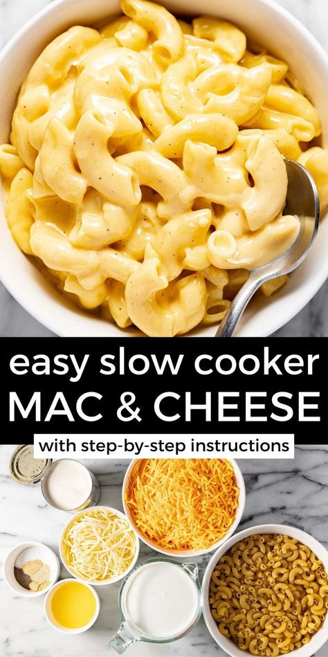 Crock Mac And Cheese, Cheese Dinner Recipes, Easy Crockpot Mac And Cheese Recipe, Crock Pot Macaroni And Cheese, Mac And Cheese Dinner, Mac N Cheese Crockpot, Crock Pot Macaroni, Thanksgiving Mac And Cheese, Slow Cooker Mac Cheese