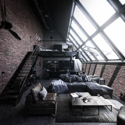 Loft Type, Industrial Loft Design, Loft House Design, Loft Interior, Decor Ikea, Loft Interiors, Loft House, Dream House Rooms, Loft Design