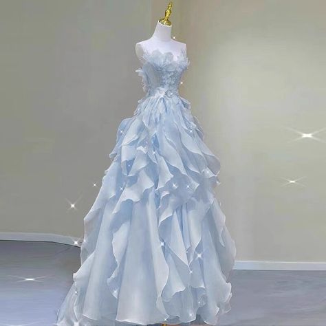 3072 15 Birthday Party, Sweet 15 Birthday, Dream Prom Dress, 15 Birthday, Chiffon Sleeves, Blue Wedding Dresses, Fashion Illustration Dresses, Prom Dress Inspiration, Cute Prom Dresses