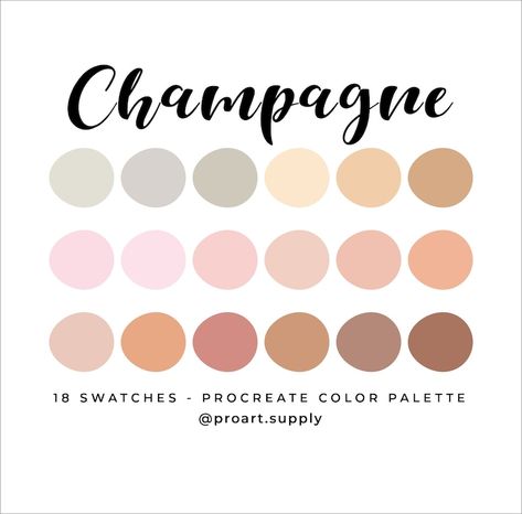 Champagne Pink Wedding, Champagne Color Palette, Color Palette Hex Codes, Insta Theme, Nude Color Palette, Champagne Wedding Colors, Birth Colors, Procreate Color Palette, Hex Color