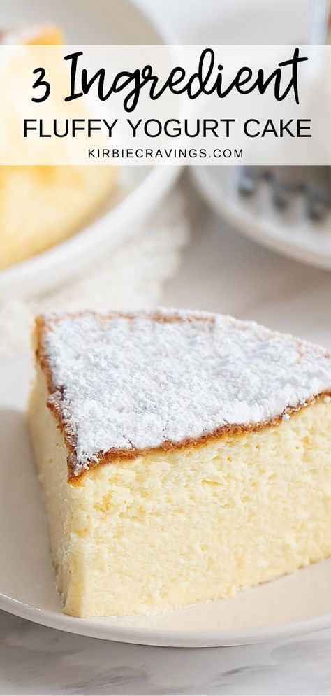 Fluffy Yogurt Cake, Resep Vegan, Japanese Cotton Cheesecake, Cotton Cheesecake, Yogurt Dessert, Yoghurt Cake, Greek Yogurt Recipes, Dessert Aux Fruits, Yogurt Cake