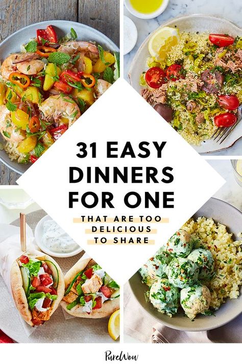 Cooking For One Person Easy Meals, One Serving Meals Healthy, One Person College Meals, Roast For One Person, Simple Meal Ideas For One, Simple Single Serve Meals, Healthy Single Serve Dinner Ideas, Easy Kitchenette Meals, East One Person Meals