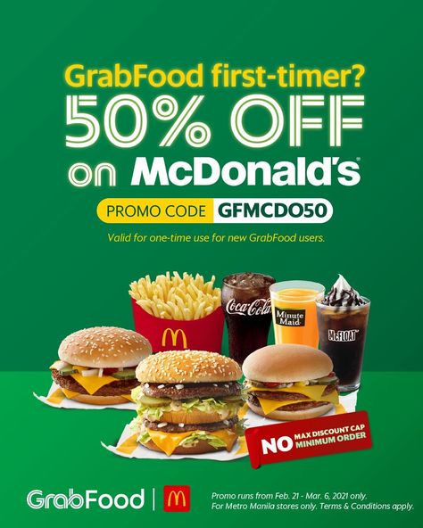 McDonald’s – Get 50% Off for GrabFood First Time Users Drinks Artwork, Promotion Design Ideas, Animation Ads, Food Discount, Food Promotion, Grab Food, Wanted Ads, Promotion Design, Food Banner