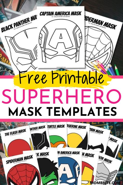 Unleash your child's inner superhero with our Free Printable Superhero Mask Templates! Perfect for an engaging preschool craft activity, these templates are easy to use and bring a world of imagination right to your fingertips. Whether it's for a playdate, birthday party, or just a fun afternoon at home, these designs will spark creativity and inspire your little ones to dream big. Get your free template and start crafting today. Superhero Day Ideas, Super Hero Reading Activities, Super Hero Art Preschool, Free Superhero Mask Printables, Pre K Superhero Activities, Superhero Mask Craft, Superhero Kindergarten Activities, Superhero Dramatic Play Preschool, Superhero Literacy Activities