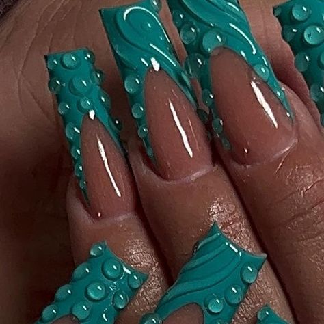 Kaylana🩷 on Instagram: "💦💦💦   @thenailplug210 inspo  -  -  -  1  #nailinspo #summernails #longnails #nailart #frenchies #3dnails #bluenails #vacationnails #nailinspiration #661nails #bakersfieldnails #explore #explorepage #squarenails" Zebra Acrylic Nails, Crocodile Nails, Nail Designs Easy Diy, Ocean Nails, Bubble Nails, Crazy Nail Designs, Junk Nails, Nail Appointment, Purple Acrylic Nails