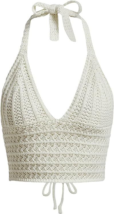 SOLY HUX Womens Y2K Crochet Crop Tops Knitted Halter Top Summer V Neck Sleeveless Camisole Crochet Top Outfit, Crop Top Pattern, Crazy Ideas, Mode Crochet, Cozy Crochet, Crochet Summer Tops, Crochet Halter, Crochet Creations, Crochet Halter Tops