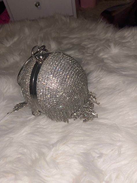 Package Includes: you'll get a round ball crystal evening clutch hand bag that can be applied in different styles, such as evening bag, party purse, and wedding purse to match most outfits Reliable Material: the tassel clutch purse for women is mainly made of PU, rhinestones and fabrics, they are reliable and strong to use, delicate in appearance and easy to open and close Full Size: this ball clutch bag measures approx. 13.38 x 5 x 5 inches and have plenty of room for any essentials you might n 8th Grade Prom, Sneaker Ball, Prom Purse, Ball Ideas, Round Purse, Rhinestone Clutch, Crystal Clutch, Wedding Purse, Party Purse