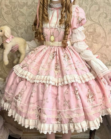 🖤❤️💙💕Elegant Lolita dress with pink and red trimming and lace-up front design, paired with a long sleeves top. 🛒👉Search 'N-T-123' on devilinspired.com #devilinspired #elegantdress #eglcommunity #classicdress #lolitacoord #lolitafasion #classiclolitafashion Cutecore Closet, Pink Kawaii Outfit, Lizzy Core, Pink Aesthetic Clothes, Pink Elegant Dress, Pink Dress Elegant, Dollcore Outfits, Lolita Outfit, Japan Fashion Street