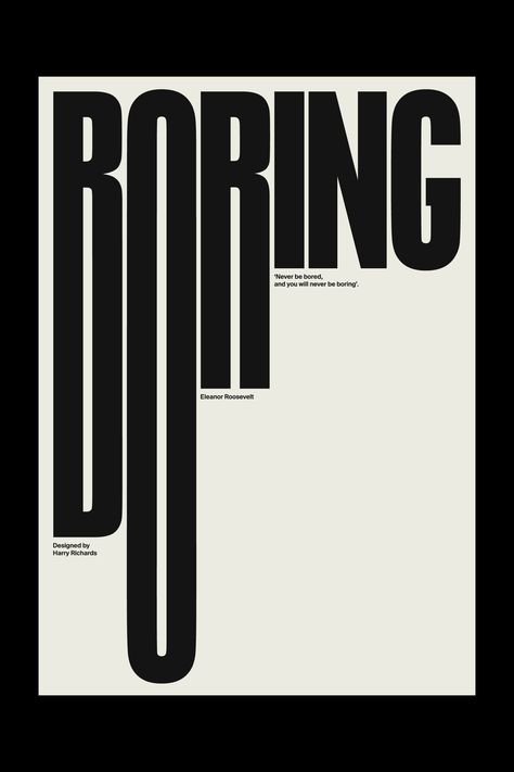 Black text stretched like a yawn on a white background. Text Only Poster Design, Unique Typography Design, Text Only Poster, Text Design Ideas Graphics, Bold Poster Design, Magazine Poster Design, Text Layout Design, Text Poster Design, Interesting Typography