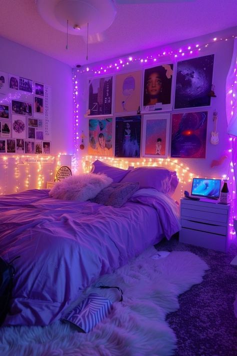 Room For Girls Aesthetic, Room Decor Ideas Baddie, Room Ideas Bedroom Purple, Purple And White Room Aesthetic, Asthetic Rooms Girl, Aestethic Room Girl, Room Pictures Aesthetic, Room Decor Bedroom Purple, Room Girls Ideas