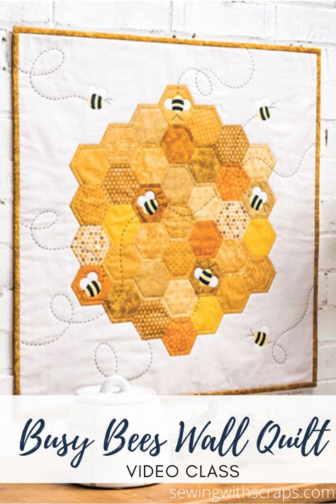 Sewing With Scraps, Hexagon Quilt Pattern, Hexie Quilt, English Paper Piecing Quilts, Spring Quilts, Miniature Quilts, Busy Bees, Hexagon Quilt, Paper Piecing Quilts