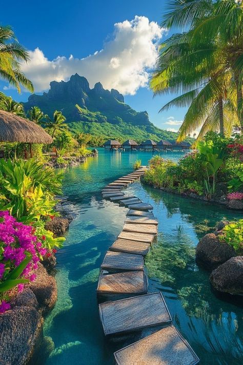 Travel Bora Bora, Most Beautiful Beaches In The World, Beautiful Places In The World Nature Paradise, Vision Board Holiday, Borabora Paradise, Tropical Beach Pictures, Bora Bora Aesthetic, Bora Bora Trip, Over Water Bungalow