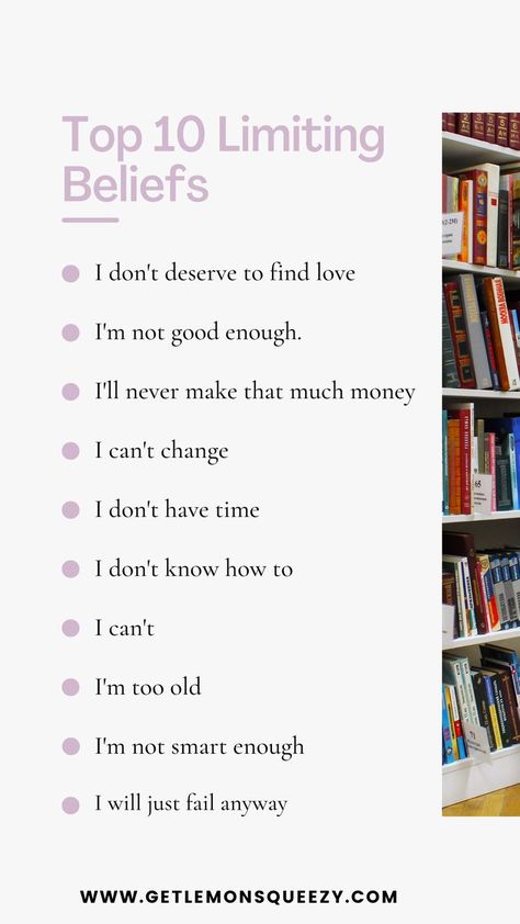 A limiting belief is the belief we hold that stops us achieving. This article will answer all the questions you have about limiting beliefs. #lawofattraction #examplesoflimitingbeliefs #selfworth #limitingbeliefs #limitingbeliesfjournalprompts #limitingbeliefsquotes #limitingbeliefsaffirmations #limitingbeliefsexamples | www.getlemonsqueezy.com Limiting Beliefs Quotes, Belief Quotes, Mental Health Therapy, Christian Business, I Believe In Me, I Dont Have Time, Human Design, Shadow Work, Limiting Beliefs
