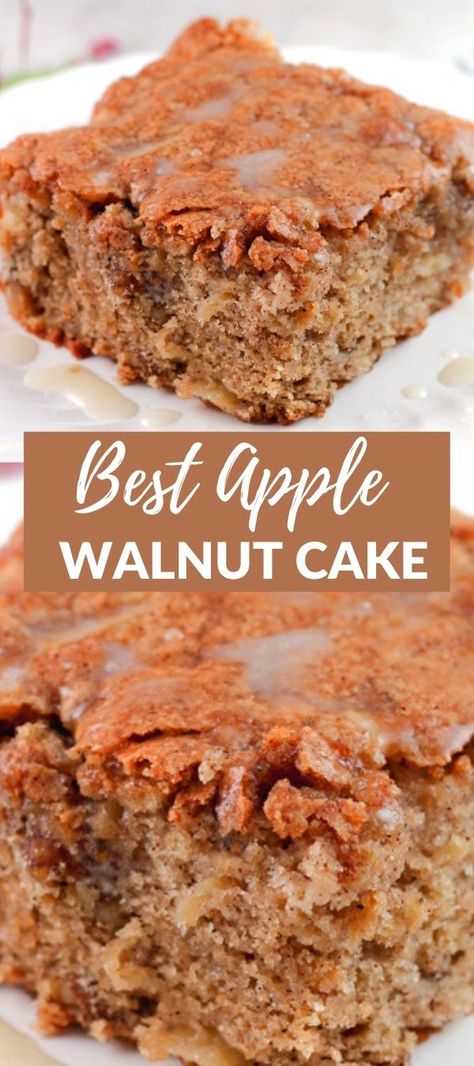 Apple Walnut Cake With Maple Cream Cheese Frosting, Apple Raisin Walnut Cake, Apple Walnut Dessert Recipes, Nut Cakes Recipes, Apple Walnut Pound Cake, Easy Apple Walnut Cake, Walnuts Recipe Dessert, Apple Walnut Cake With Caramel Glaze, Apple Walnut Coffee Cake