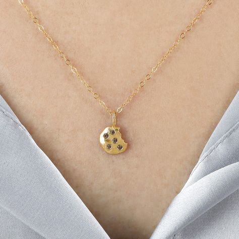 Chocolate Chip Cookie 14K Gold Diamond Necklace Ale Weston x Milk Jar Cookies Milk Jar Cookies, Bite Mark, Gold Cookies, Jar Cookies, American Chocolate, Milk Jar, Brown Diamonds, 14k Yellow Gold Necklace, Gold Diamond Necklace