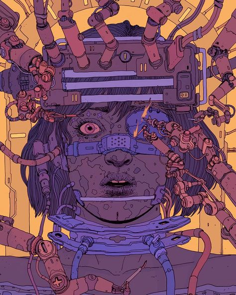 (@deathburger) on Instagram: “Replica" The cover I did for the brazilian edition of Mona Lisa Overdrive by William Gibson _…” Josan Gonzalez, Science Fiction Kunst, Art Cyberpunk, Fahrenheit 451, New Retro Wave, Ligne Claire, Arte Robot, Cyberpunk Aesthetic, Arte Cyberpunk