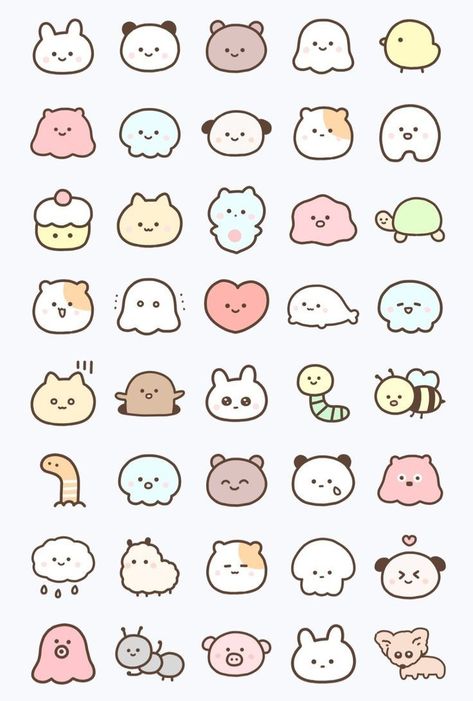 Cute Sticker To Draw, Easy Doodle For Beginners, Stickers Kpop Printable, Cute Colorful Doodles, Cute Doodles Ideas, Kawaii Doodles Cute, Printable Cute Stickers, Cute Printable Stickers, Happy Birthday Cute