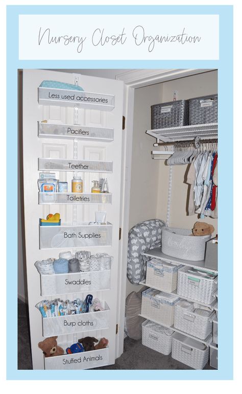 Baby Nursery Closet, Nursery Closet Organization, Baby Closet Organization, Baby Nursery Organization, Baby Nursery Inspiration, Baby Room Organization, Baby Storage, Shabby Chic Baby, Nursery Closet