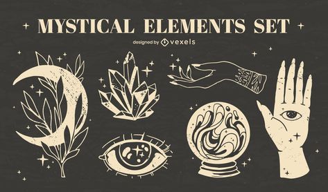 Mystic Design, Spiritual Stickers, Esoteric Logo, Graphic Silhouette, Mystical Elements, Posters Kpop, Mindful Art, Packaging Template Design, Art People