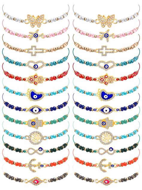 PRICES MAY VARY. Package quantity: the package comes with 24 pieces of evil eye beaded bracelets available in 12 different styles, 2 pieces for each style, enough quantity and assorted styles to meet your need to wear or match, you can also share them with your close friends Positive meaning: the evil eye is said to be considered a protection and blessing, it can help you banish bad luck, bring good luck, wealth and health, nice symbolism brings encouragement and comfort to you Nice material com Ojo Bracelets, Evil Eye Jewelry Bracelet, Mexican Bracelets, Bracelet Mexican, Heart Evil Eye, Amulet Bracelet, Braided Rope Bracelet, Bracelets Adjustable, Eye Bracelets